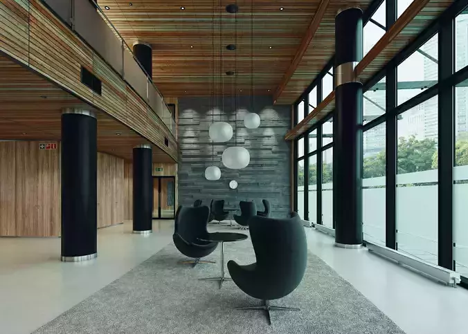 Lobby Hall Lounge Foyer Hallway Scandinavian Office 3D model
