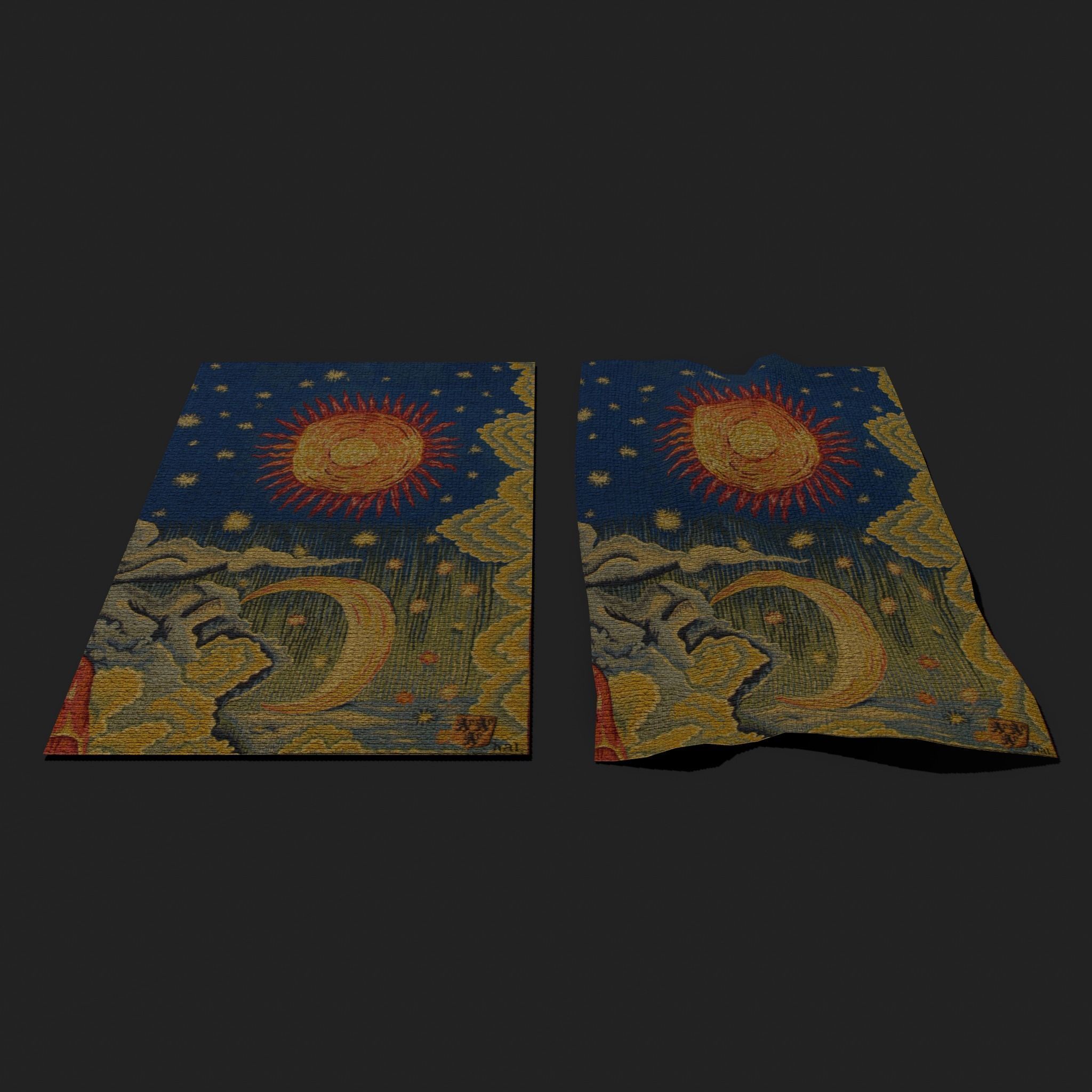 Summer Apocalypse Tapestry  Low-poly 3D model_4
