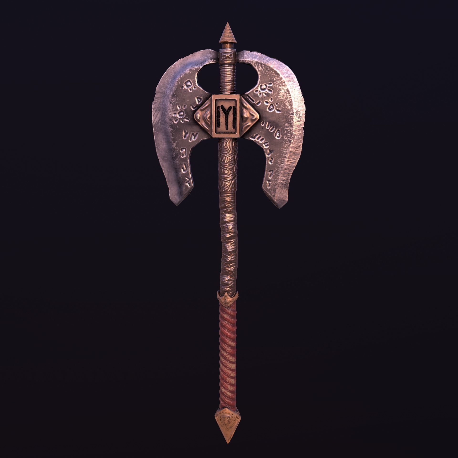 Stylize-Axe 2 sword Low-poly 3D model_6