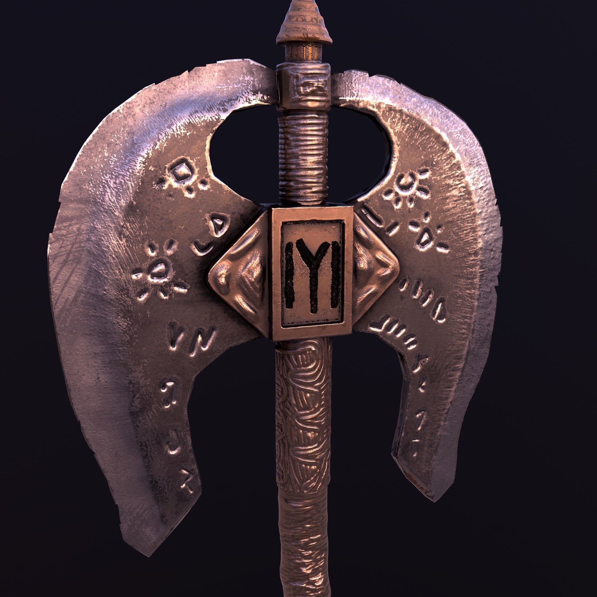 Stylize-Axe 2 sword Low-poly 3D model_10