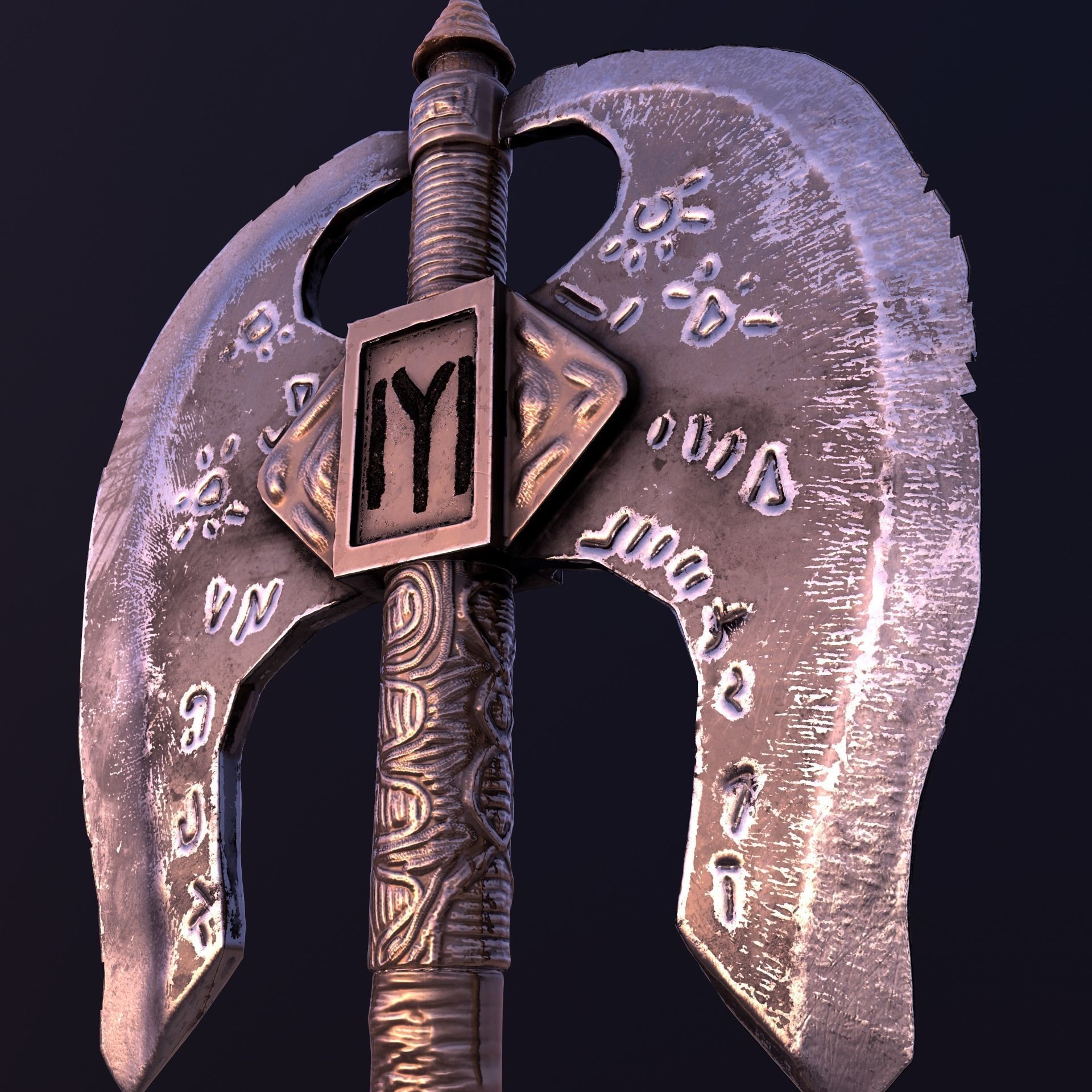 Stylize-Axe 2 sword Low-poly 3D model_9