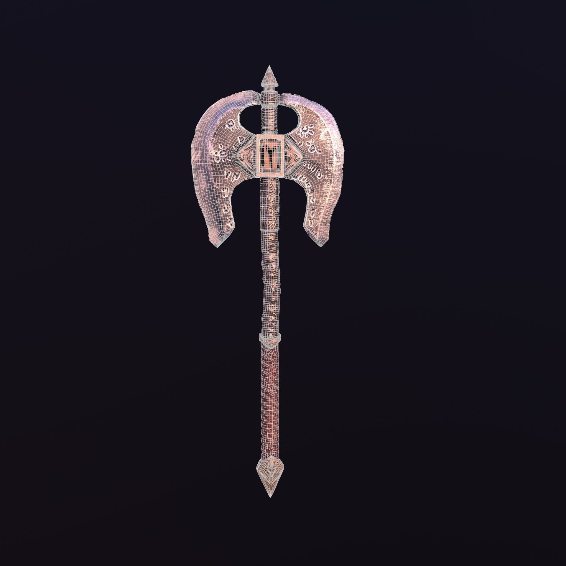Stylize-Axe 2 sword Low-poly 3D model_12