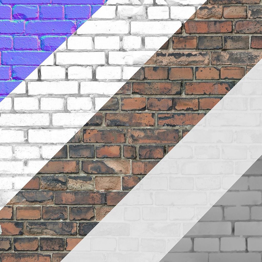 Old red bricks tile 4k PBR Texture_3