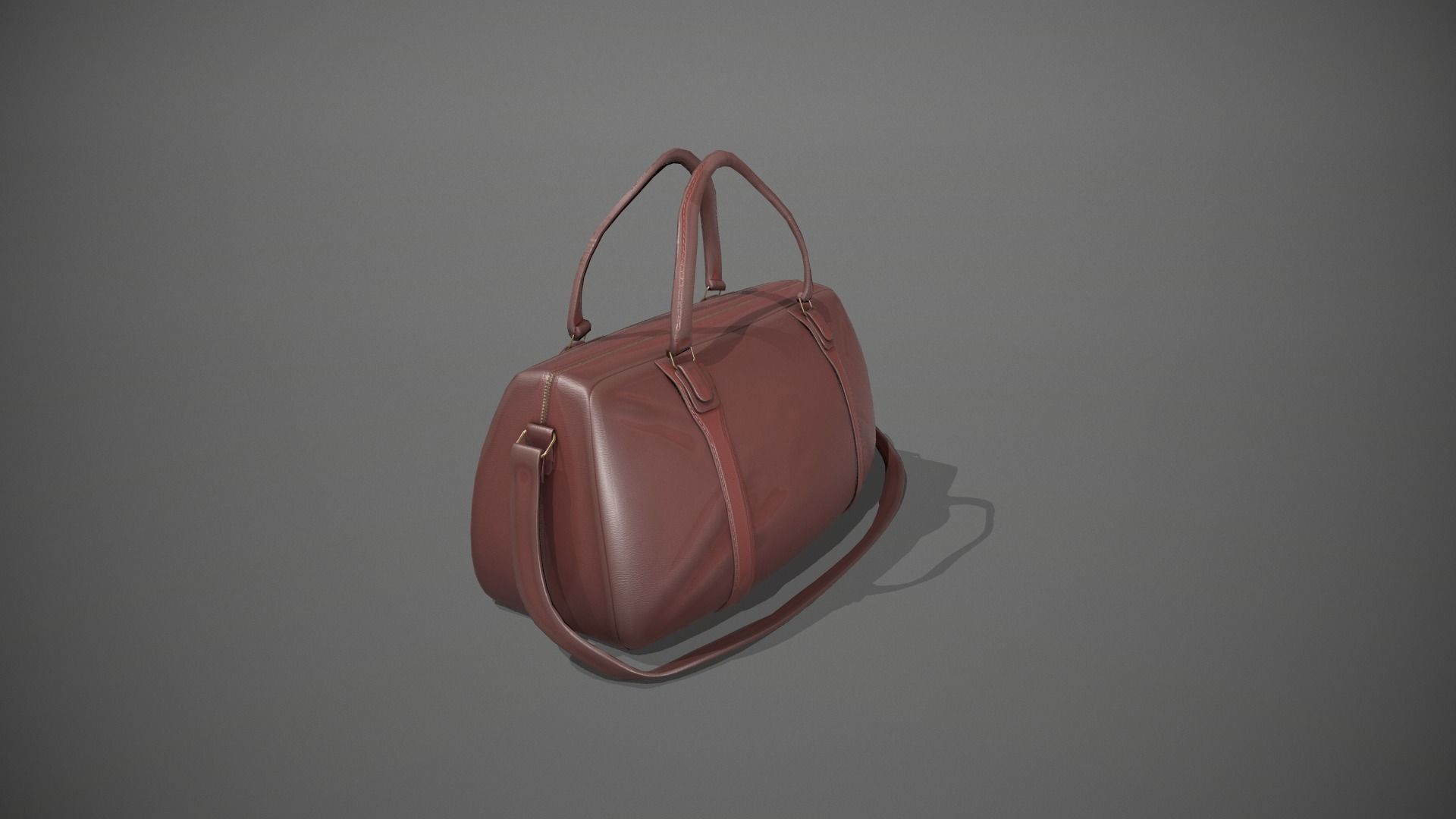 Brown Leather Duffle Bag Low-poly 3D model_1