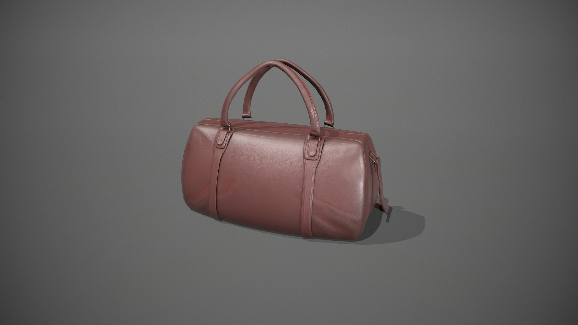 Brown Leather Duffle Bag Low-poly 3D model_4