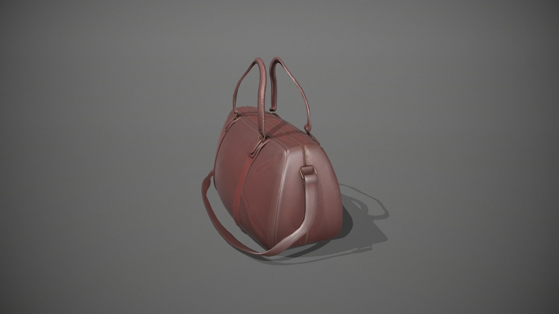 Brown Leather Duffle Bag Low-poly 3D model_8