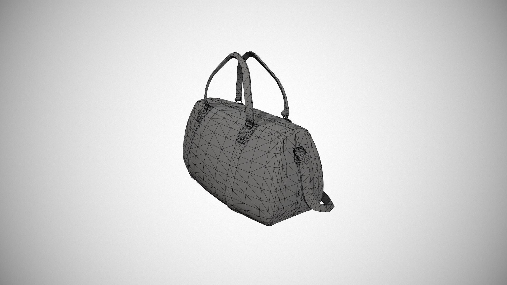 Brown Leather Duffle Bag Low-poly 3D model_15