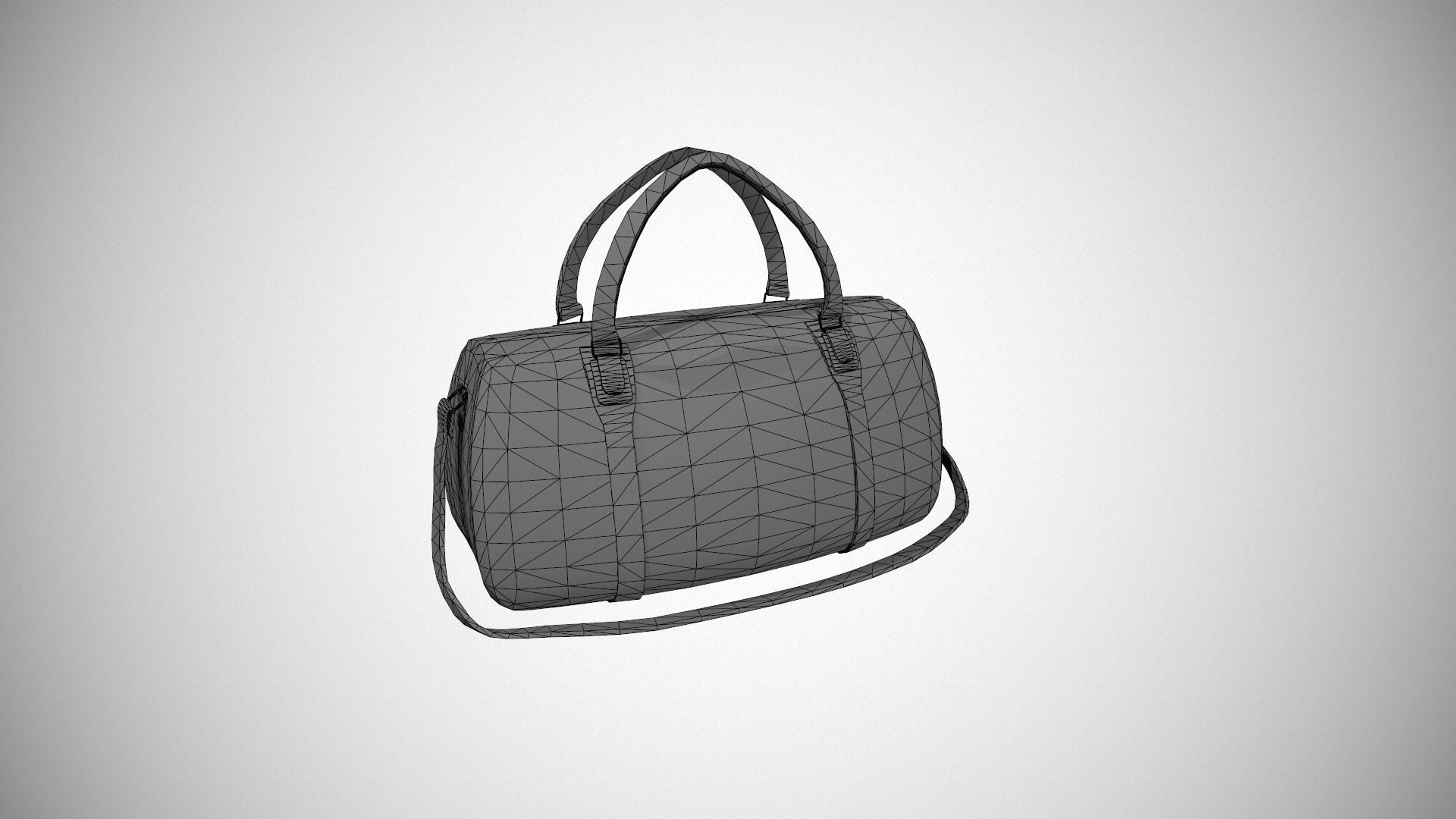 Brown Leather Duffle Bag Low-poly 3D model_12