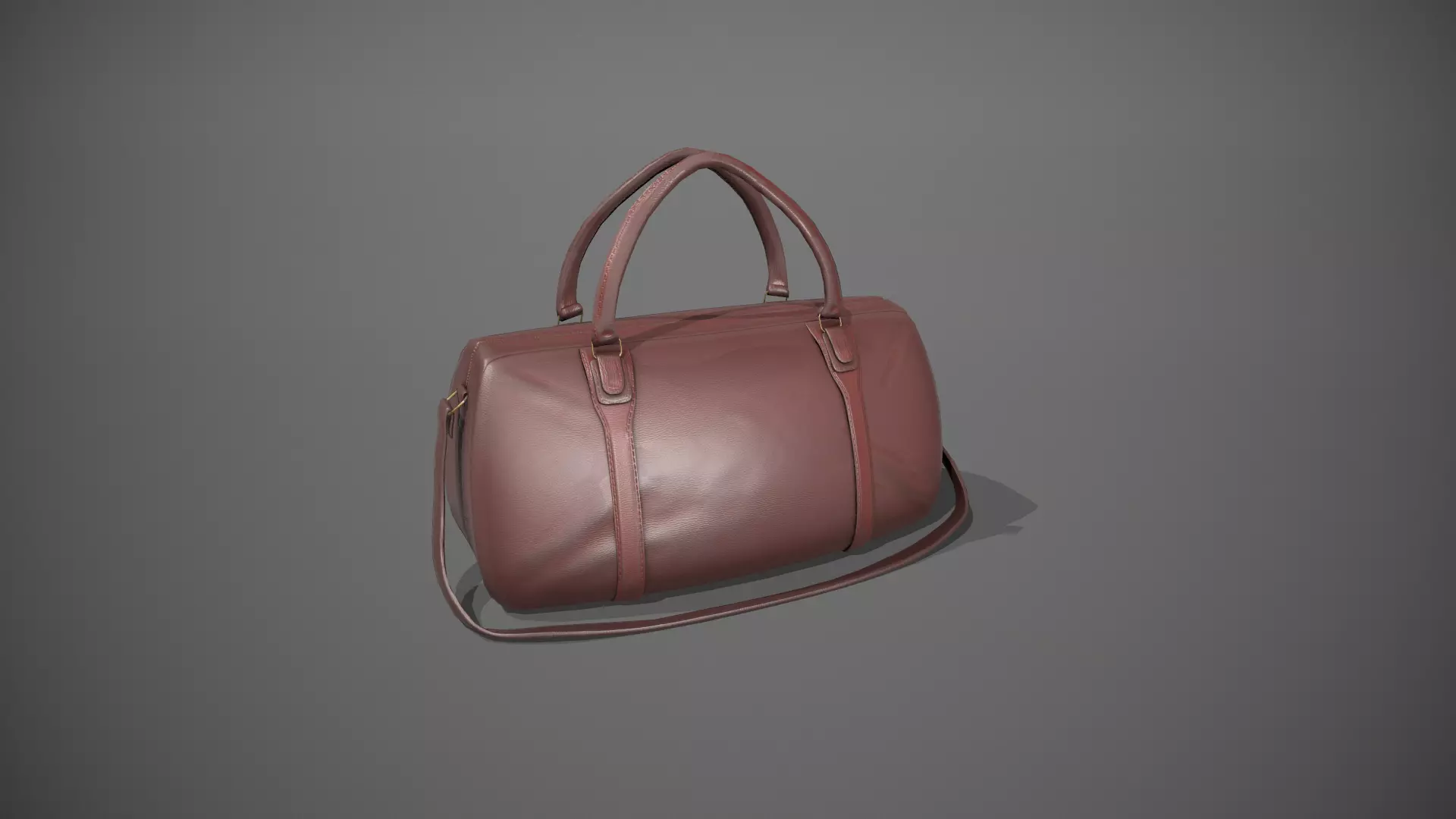 Brown Leather Duffle Bag Low-poly 3D model_0
