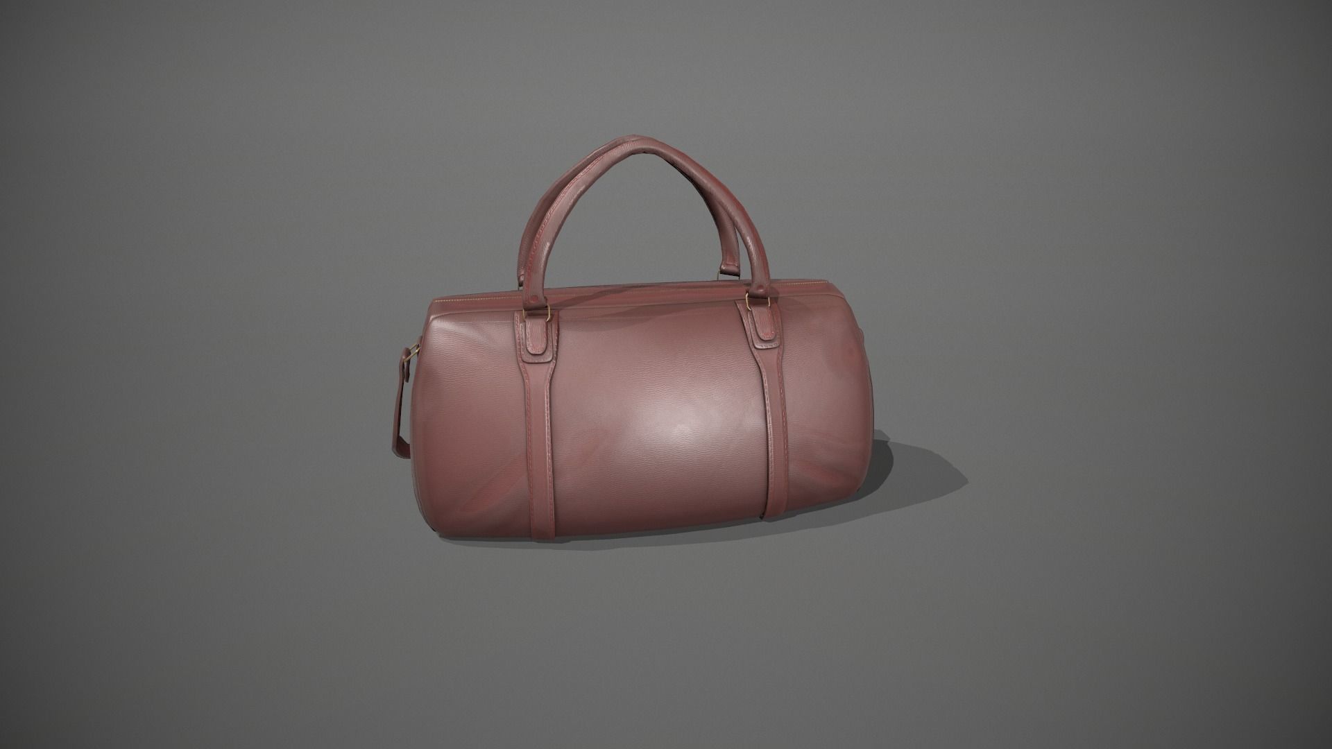 Brown Leather Duffle Bag Low-poly 3D model_5