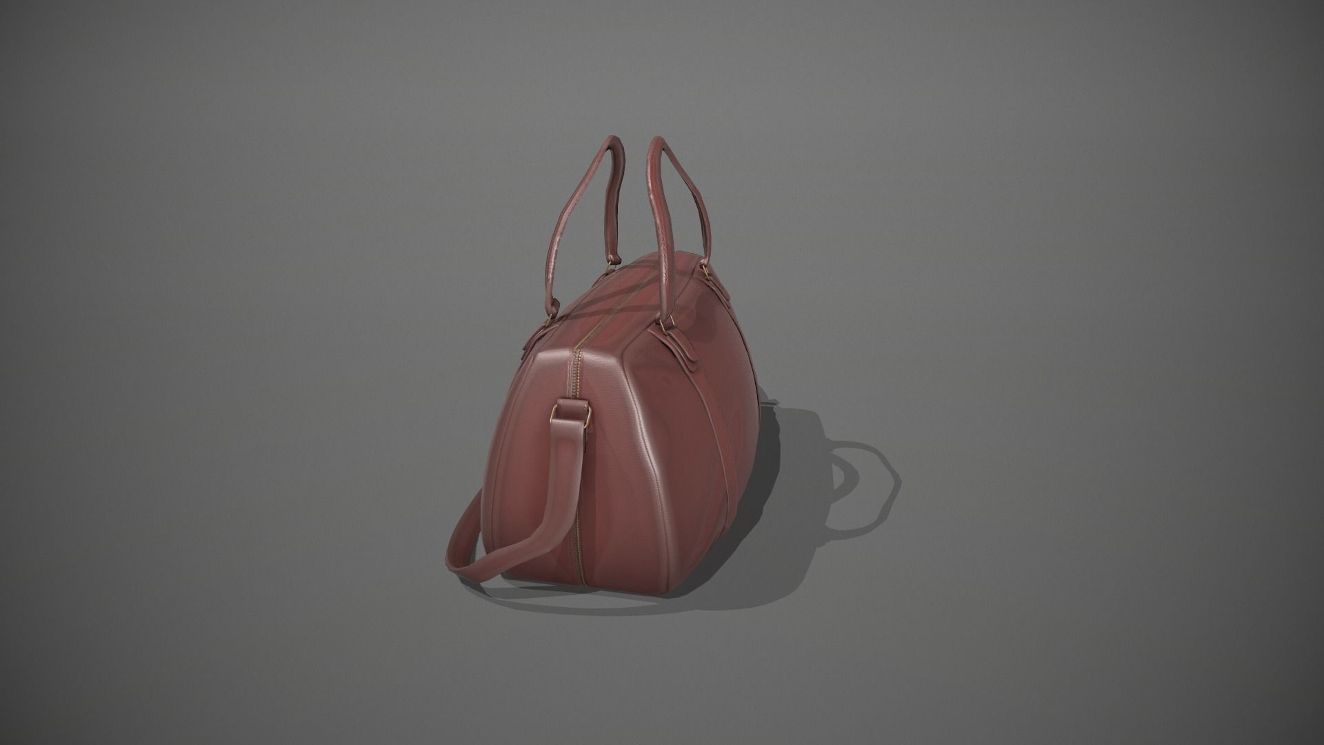 Brown Leather Duffle Bag Low-poly 3D model_7