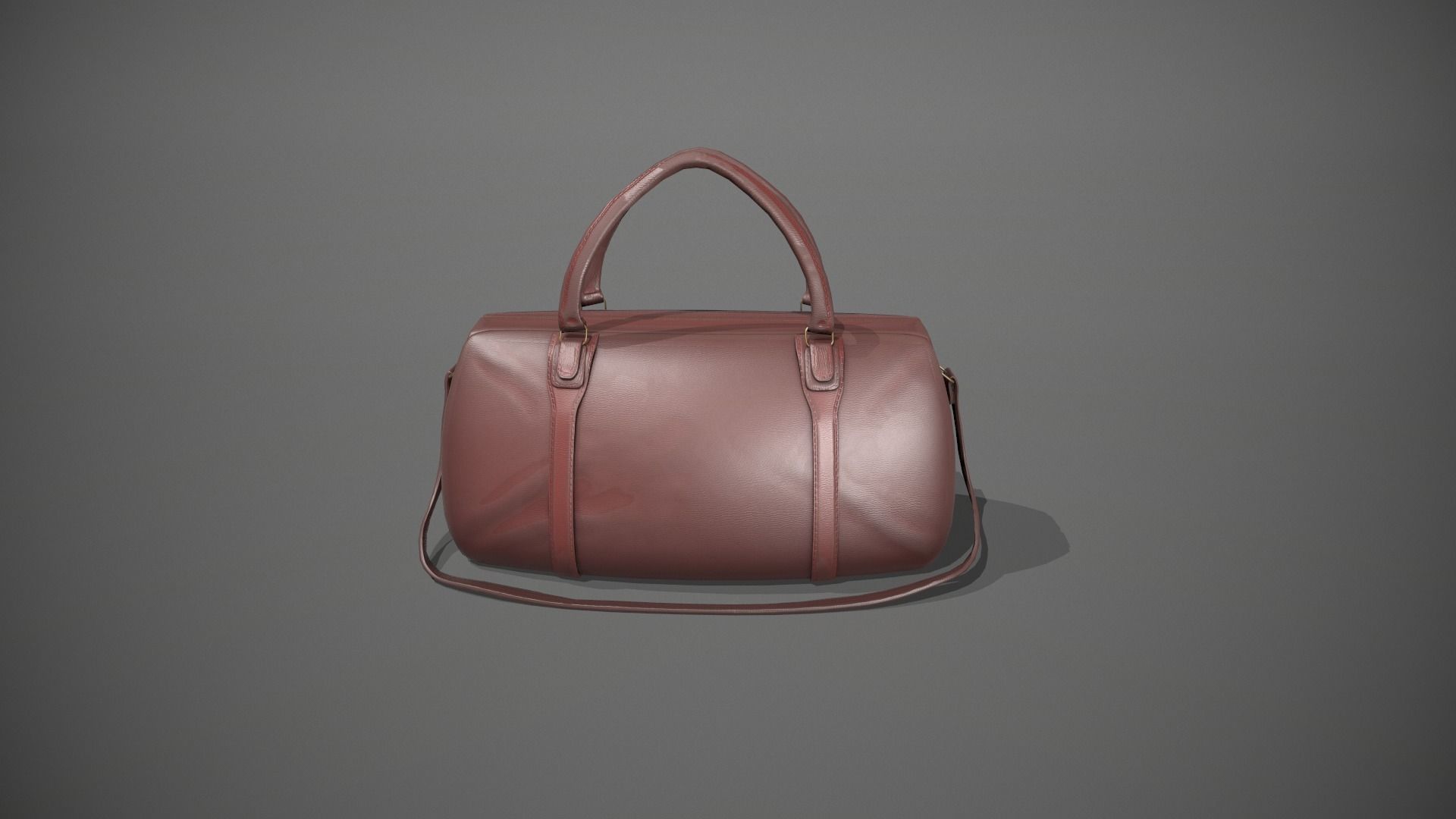 Brown Leather Duffle Bag Low-poly 3D model_10