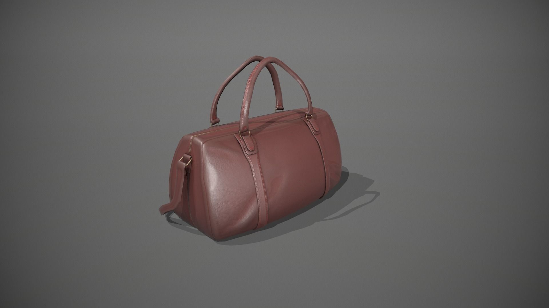 Brown Leather Duffle Bag Low-poly 3D model_6