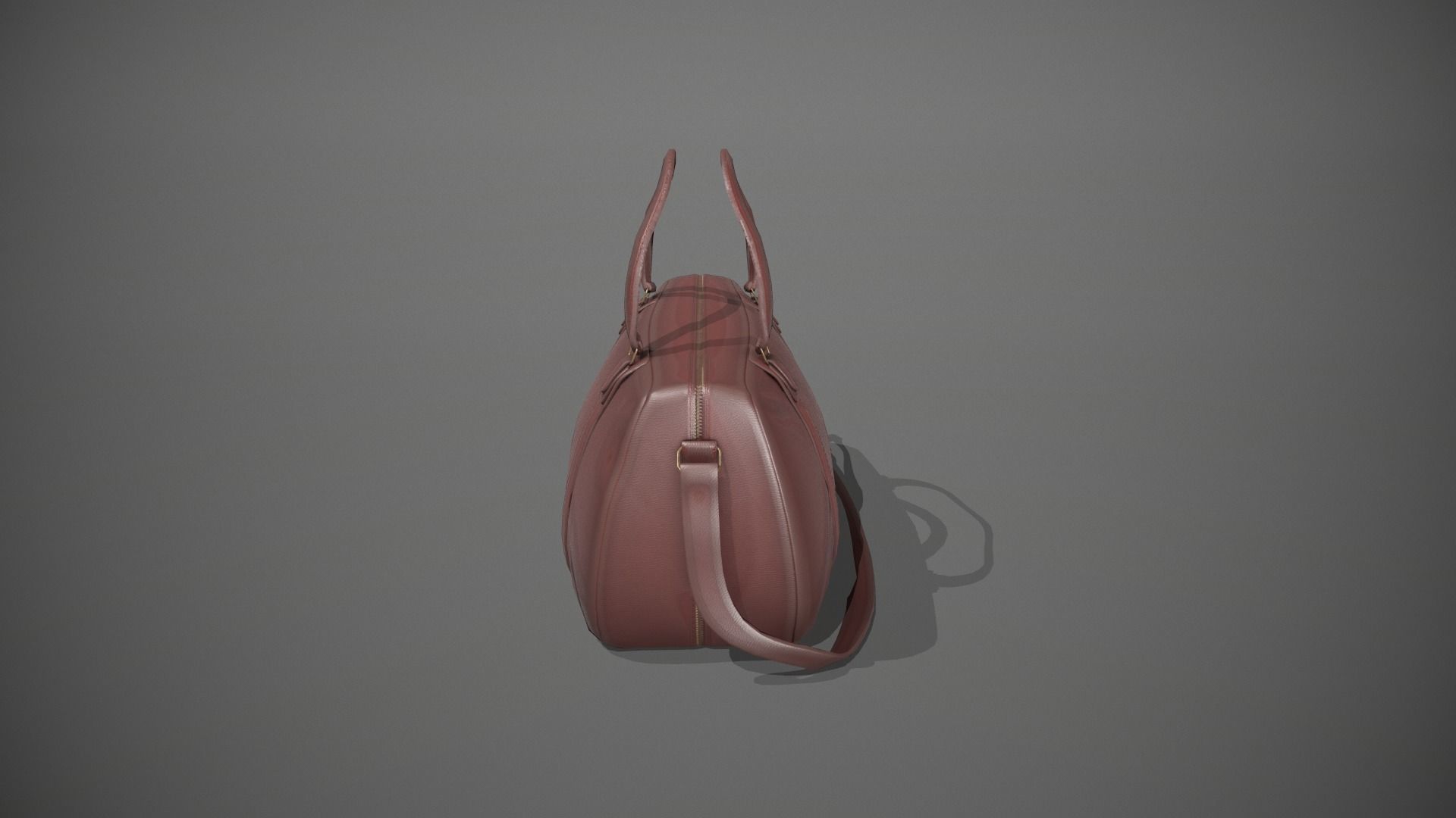 Brown Leather Duffle Bag Low-poly 3D model_2