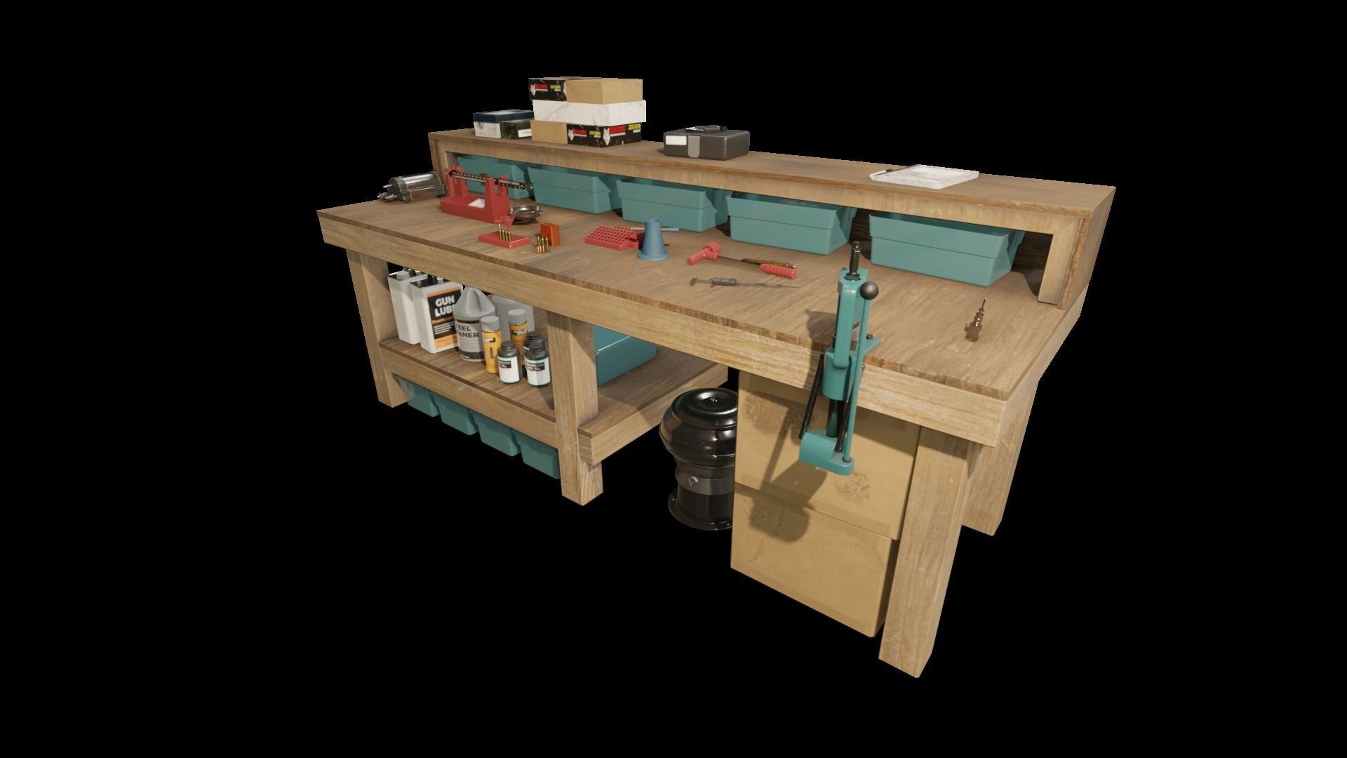 Ammo Reloading Workbench Free low-poly 3D model_62
