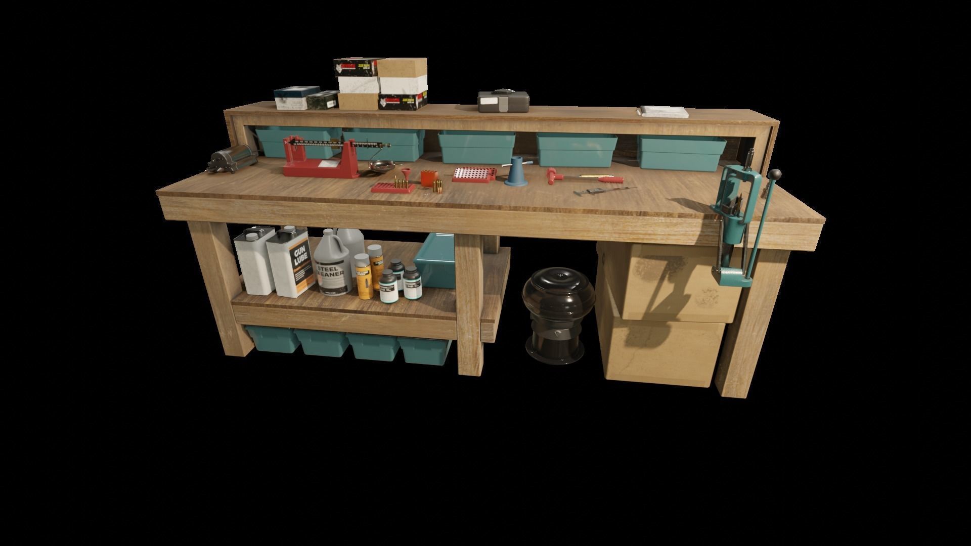 Ammo Reloading Workbench Free low-poly 3D model_66