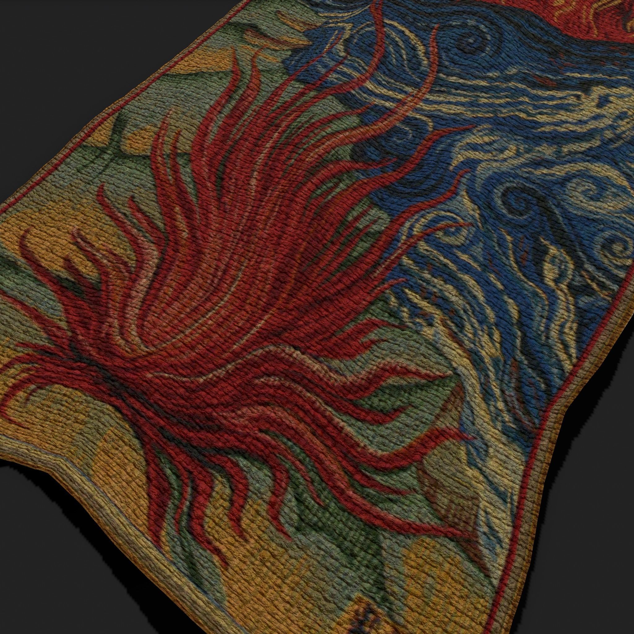 Fire Tapestry Low-poly 3D model_13