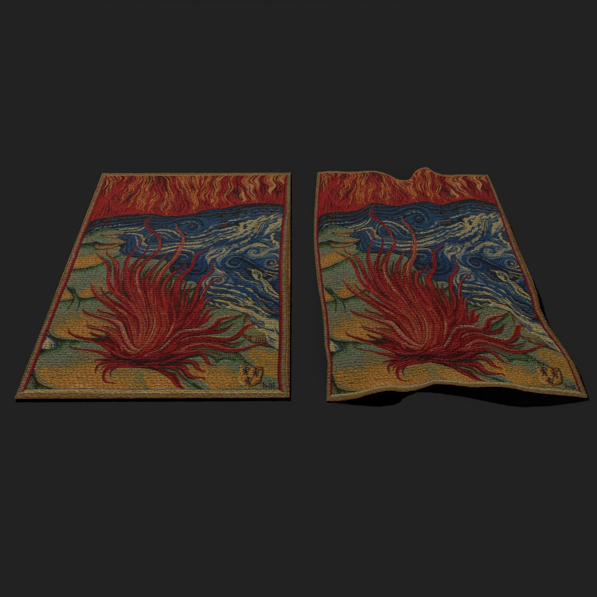 Fire Tapestry Low-poly 3D model_10