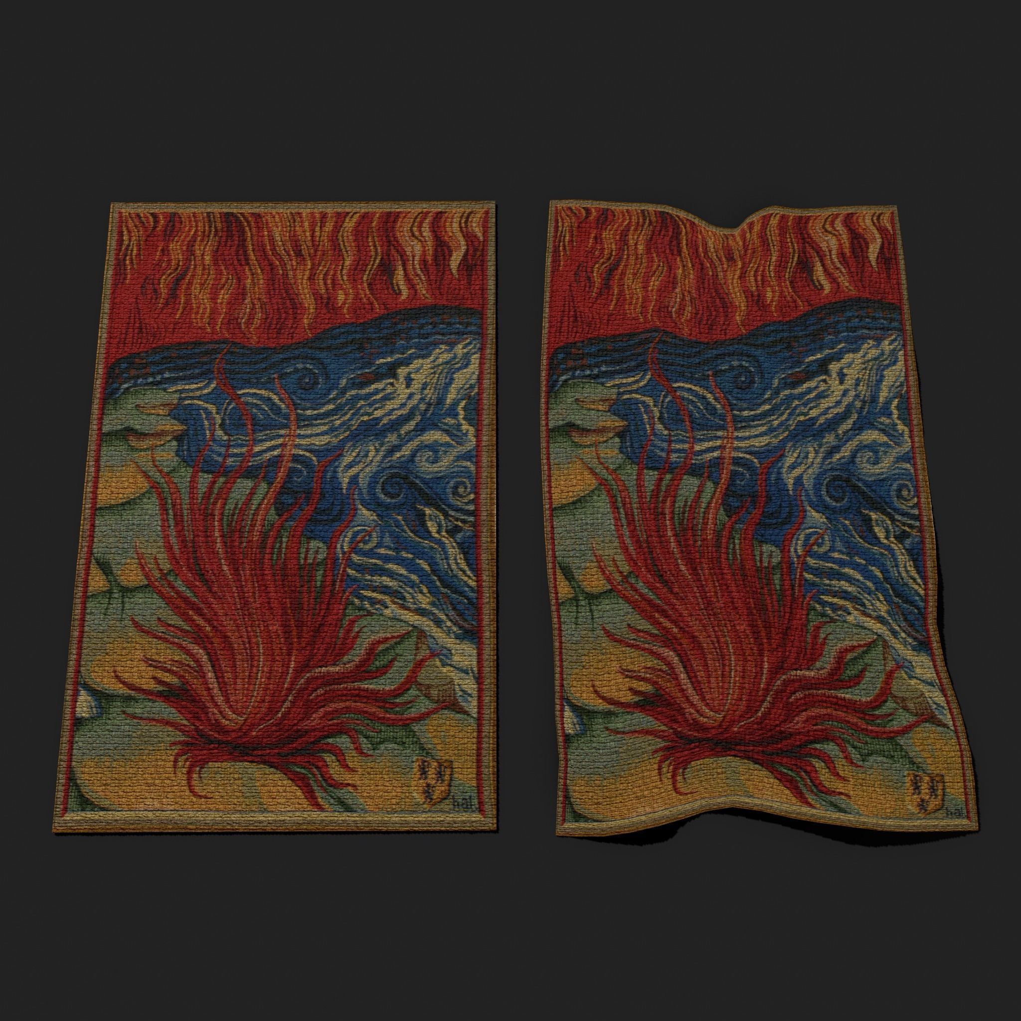 Fire Tapestry Low-poly 3D model_9