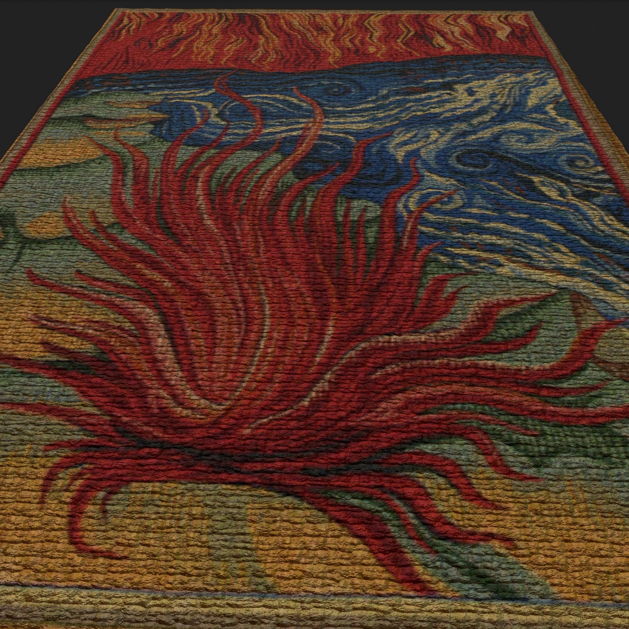 Fire Tapestry Low-poly 3D model_15
