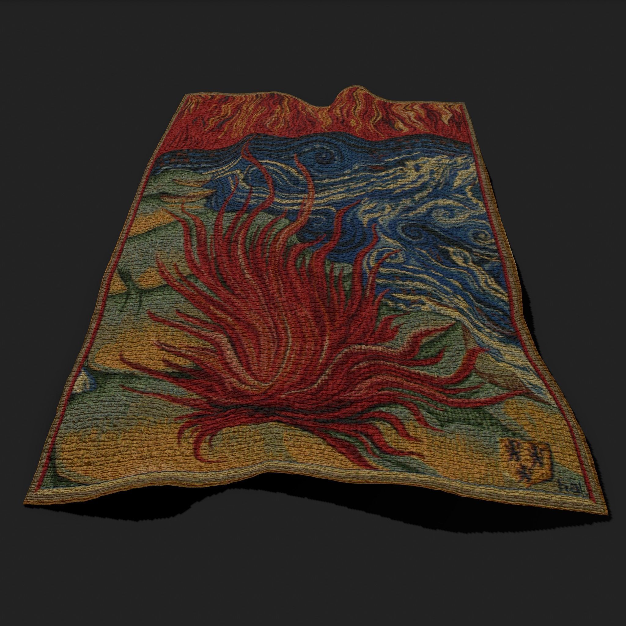Fire Tapestry Low-poly 3D model_19