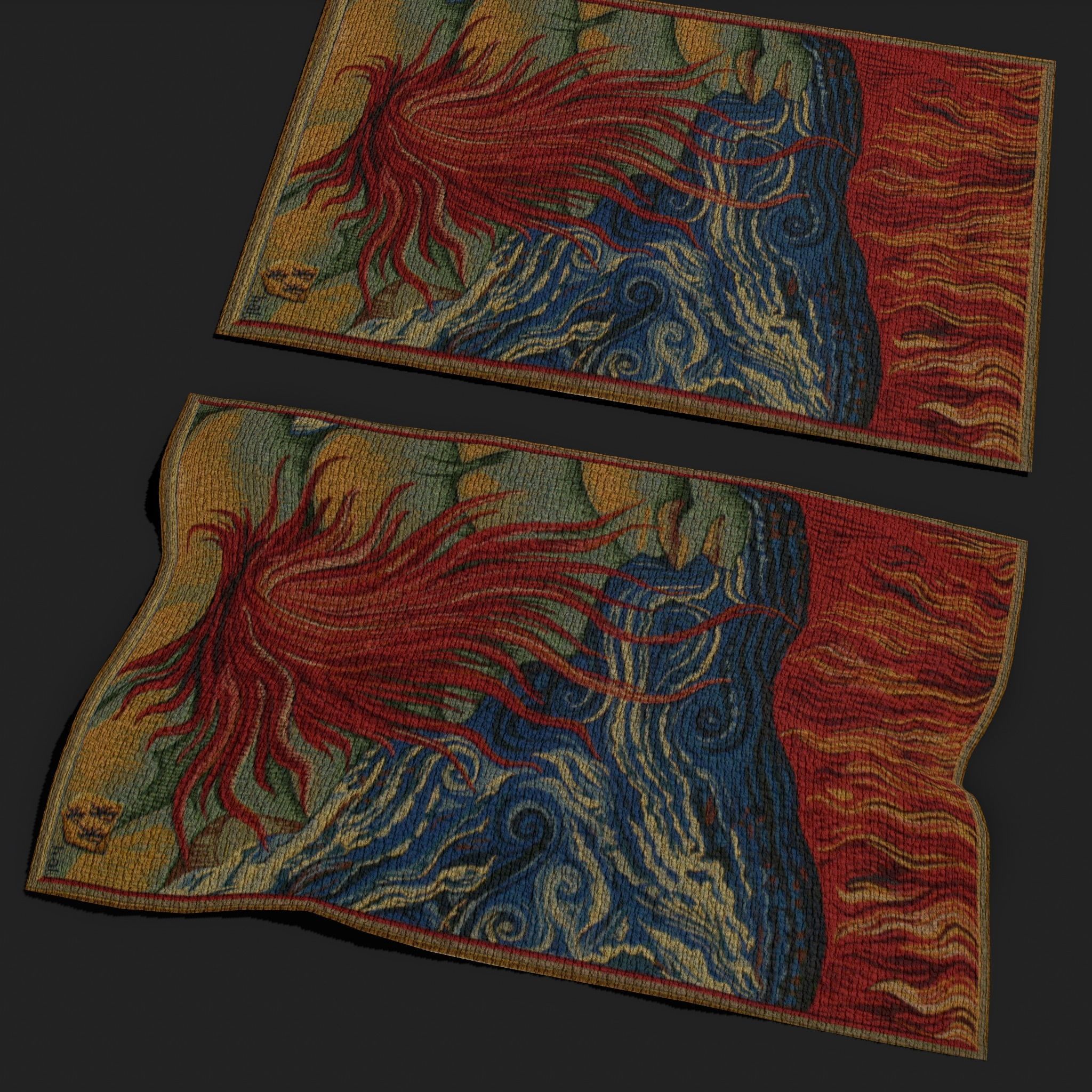 Fire Tapestry Low-poly 3D model_17
