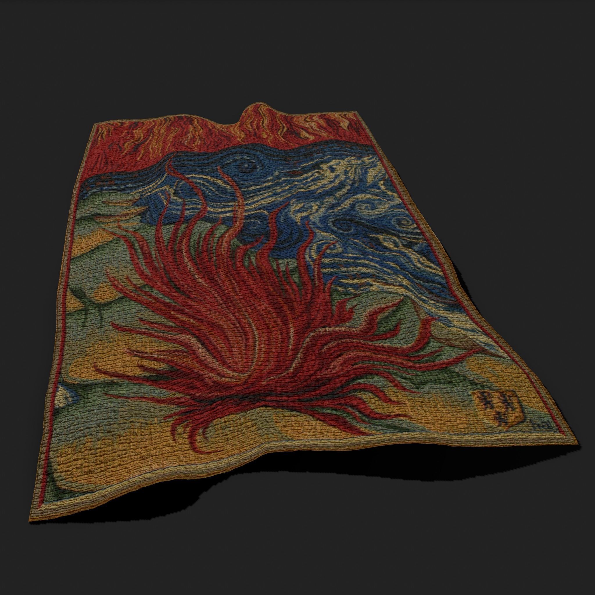 Fire Tapestry Low-poly 3D model_7