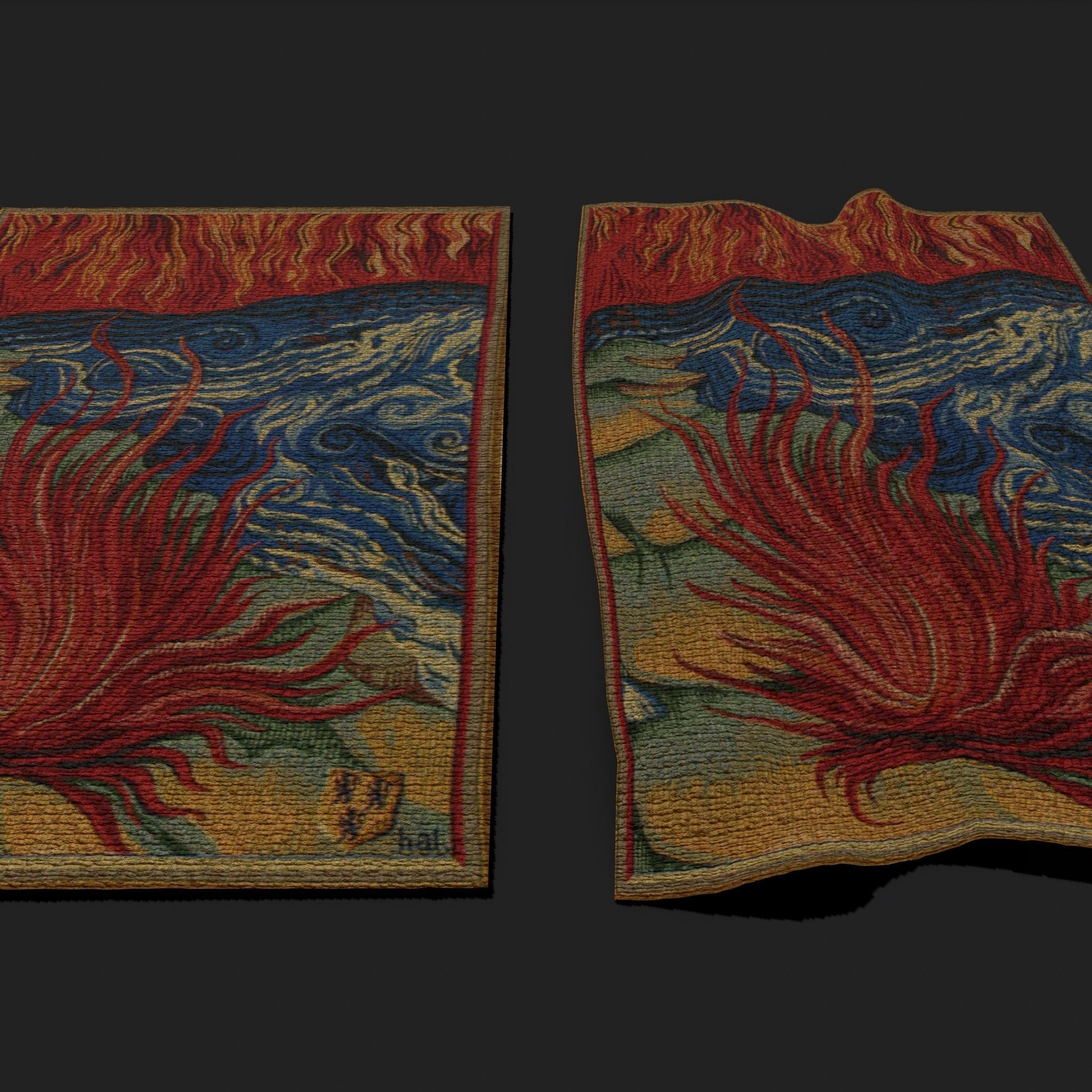Fire Tapestry Low-poly 3D model_11