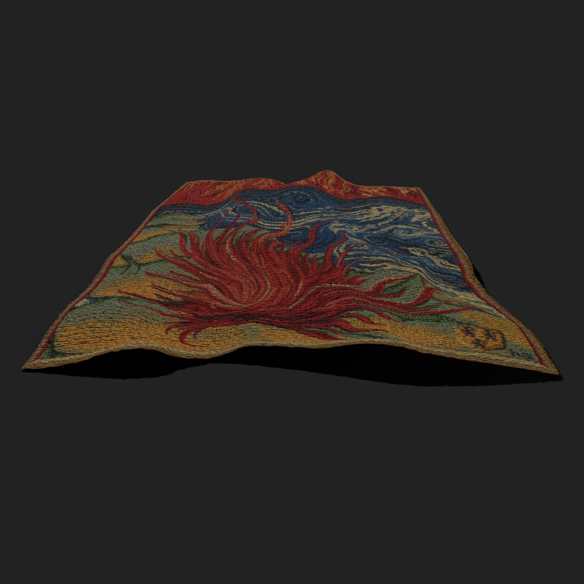 Fire Tapestry Low-poly 3D model_5