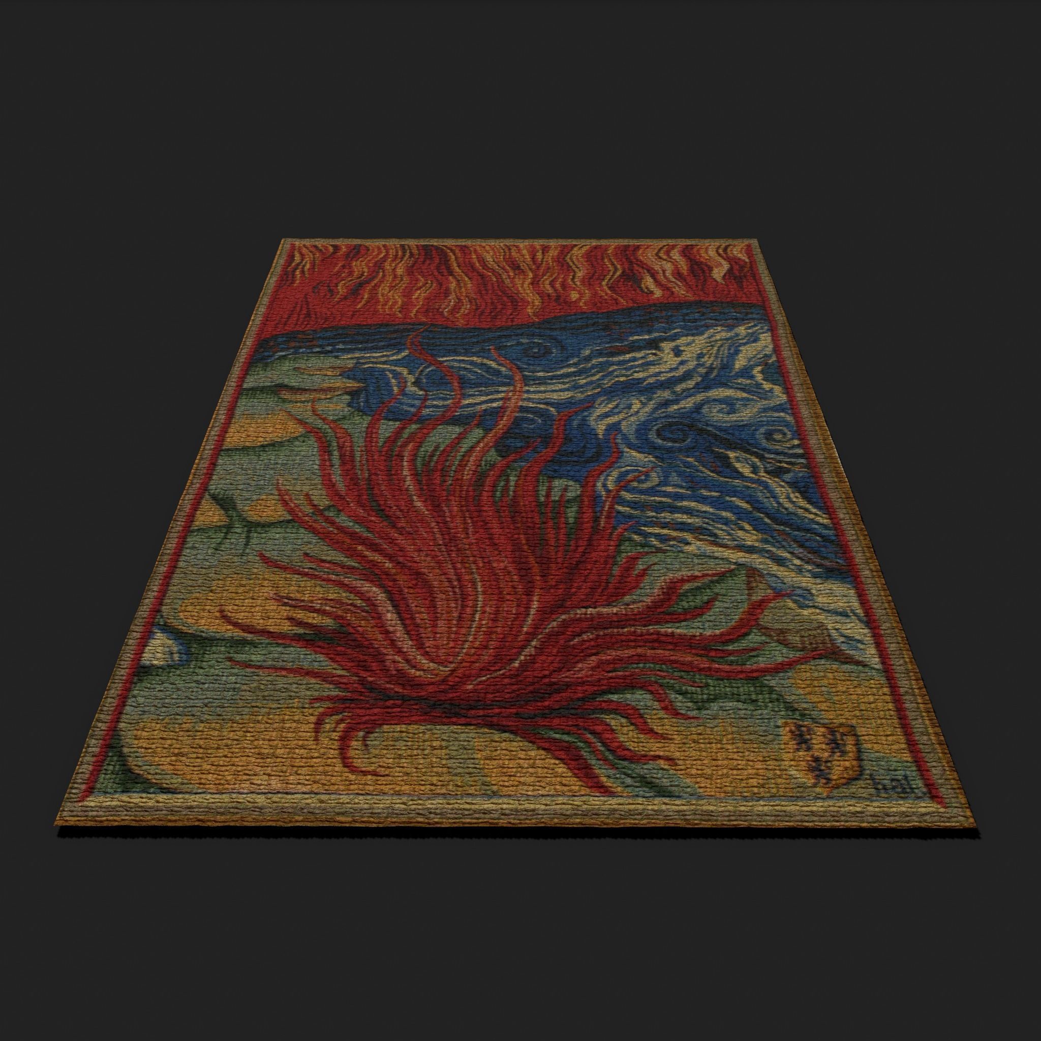 Fire Tapestry Low-poly 3D model_6