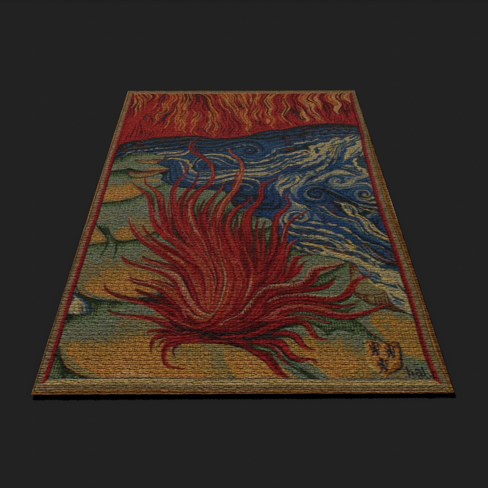 Fire Tapestry Low-poly 3D model_8