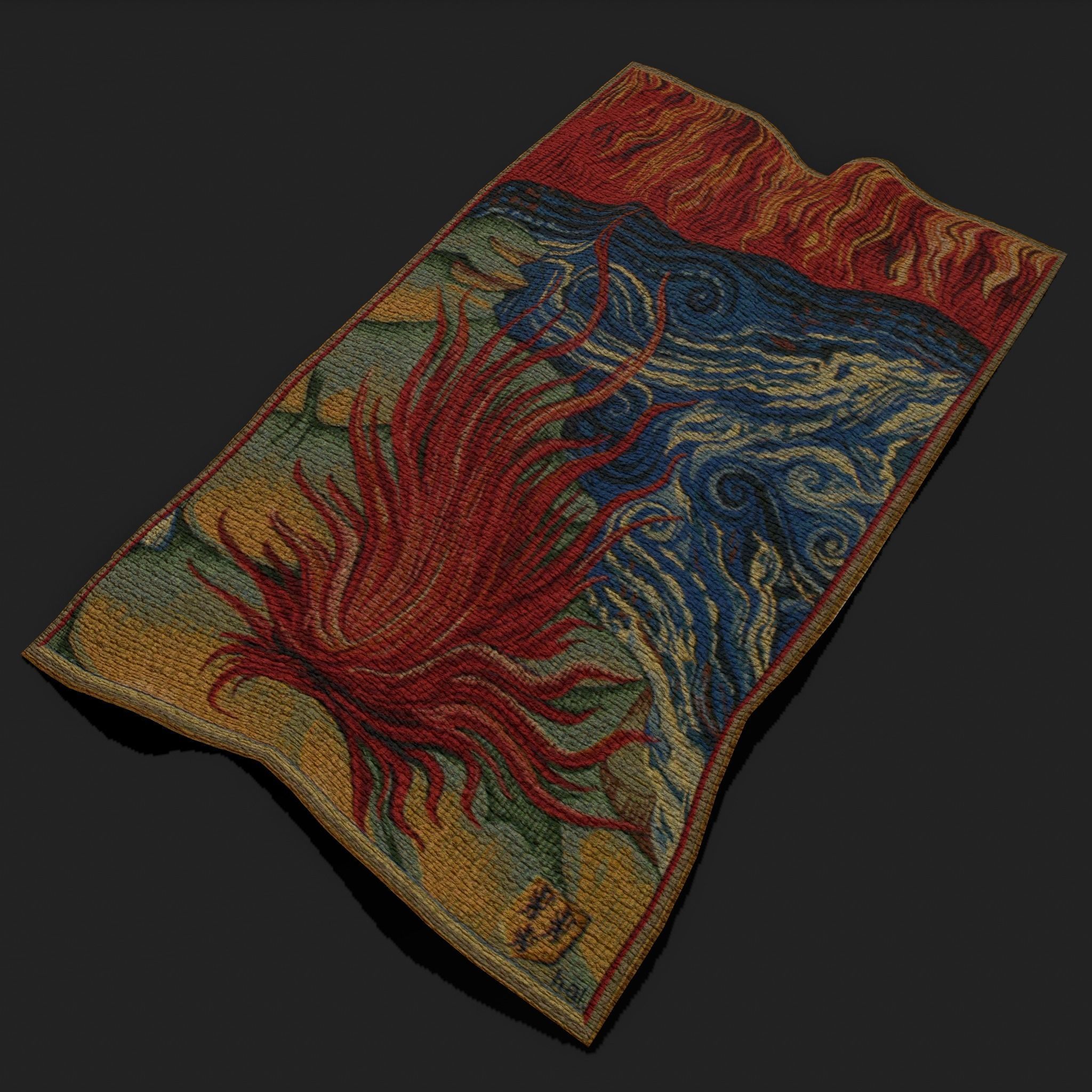 Fire Tapestry Low-poly 3D model_14