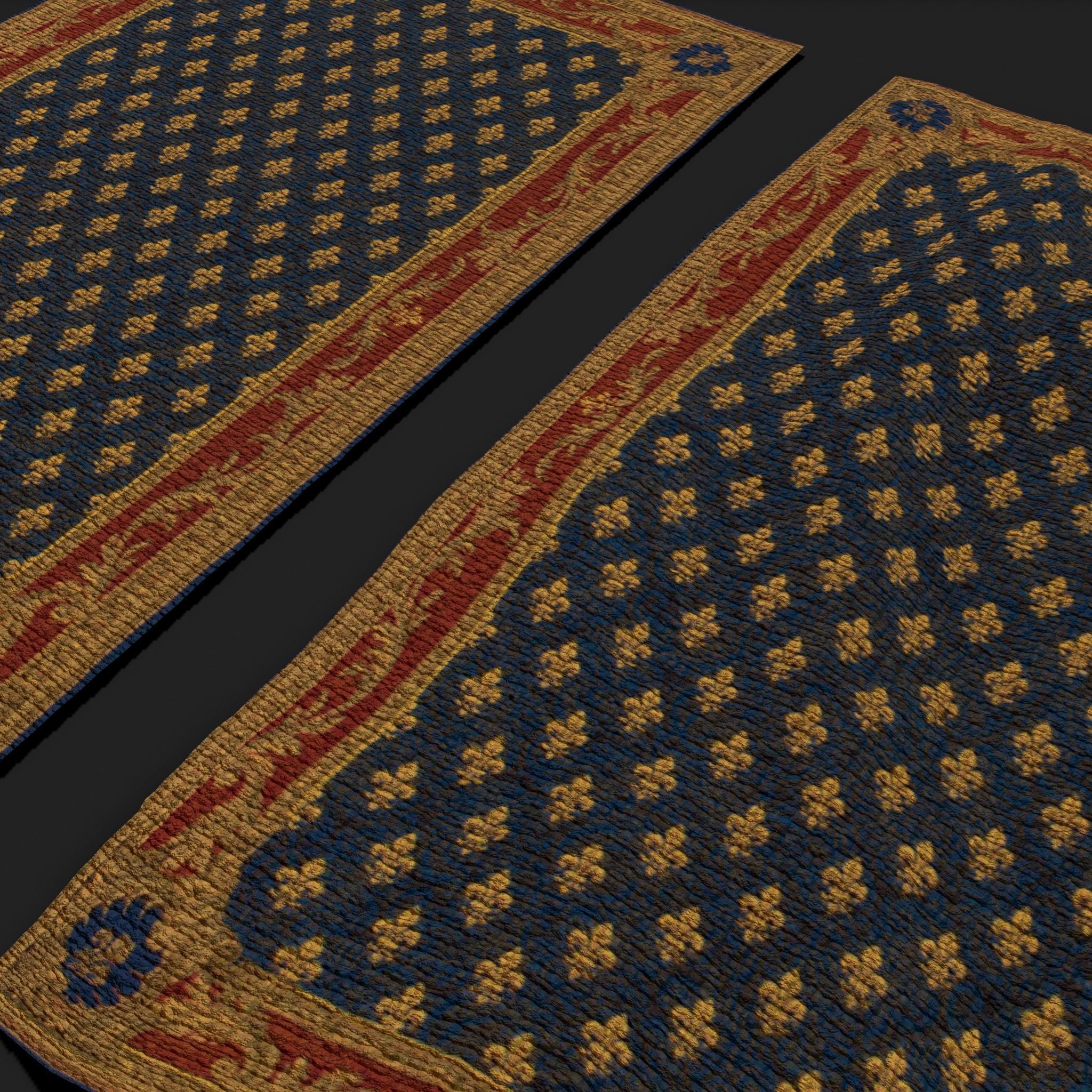 Blue Fleur Tapestry Low-poly 3D model_8