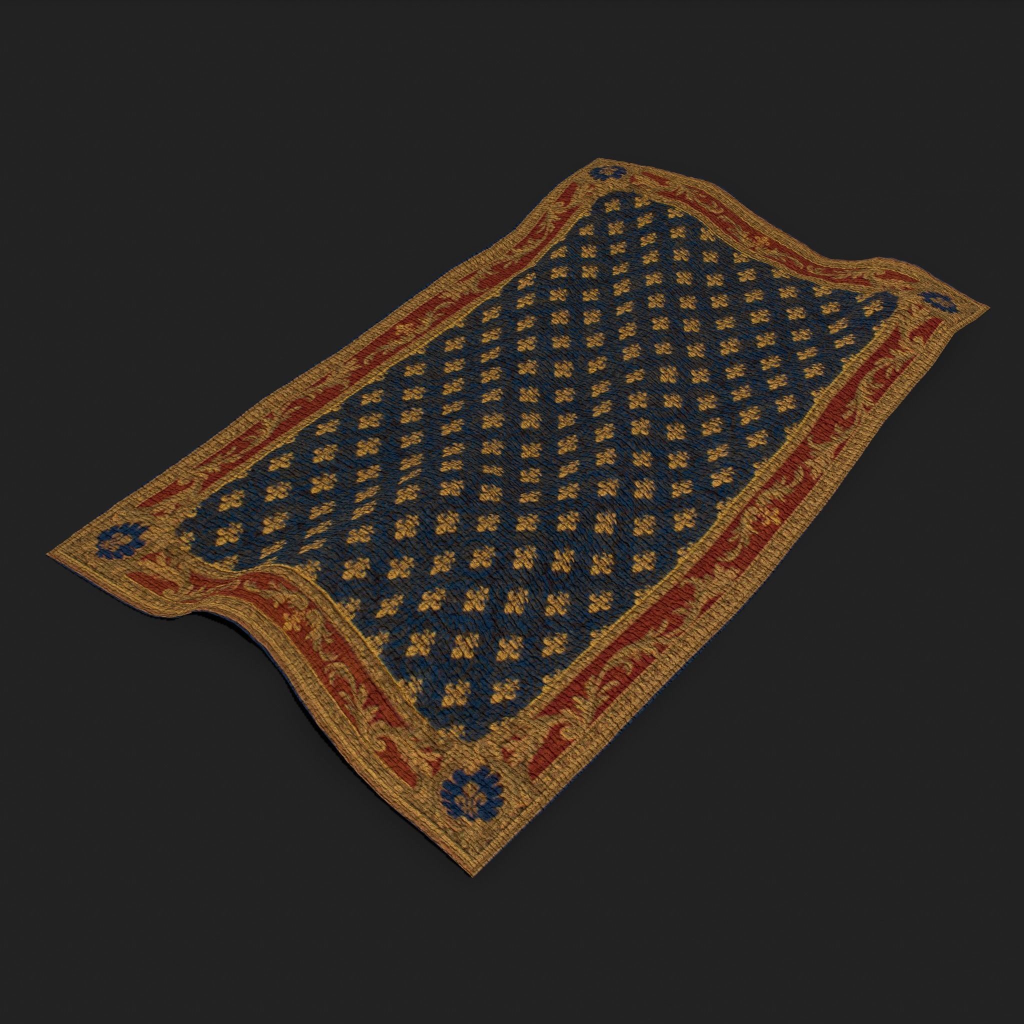 Blue Fleur Tapestry Low-poly 3D model_15