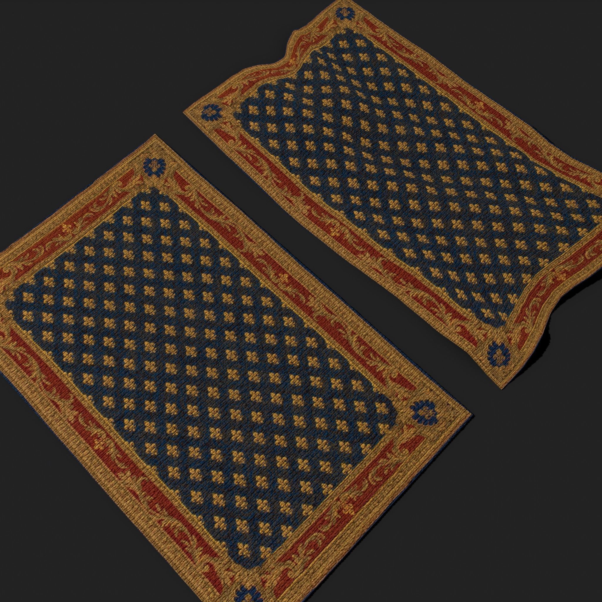 Blue Fleur Tapestry Low-poly 3D model_11