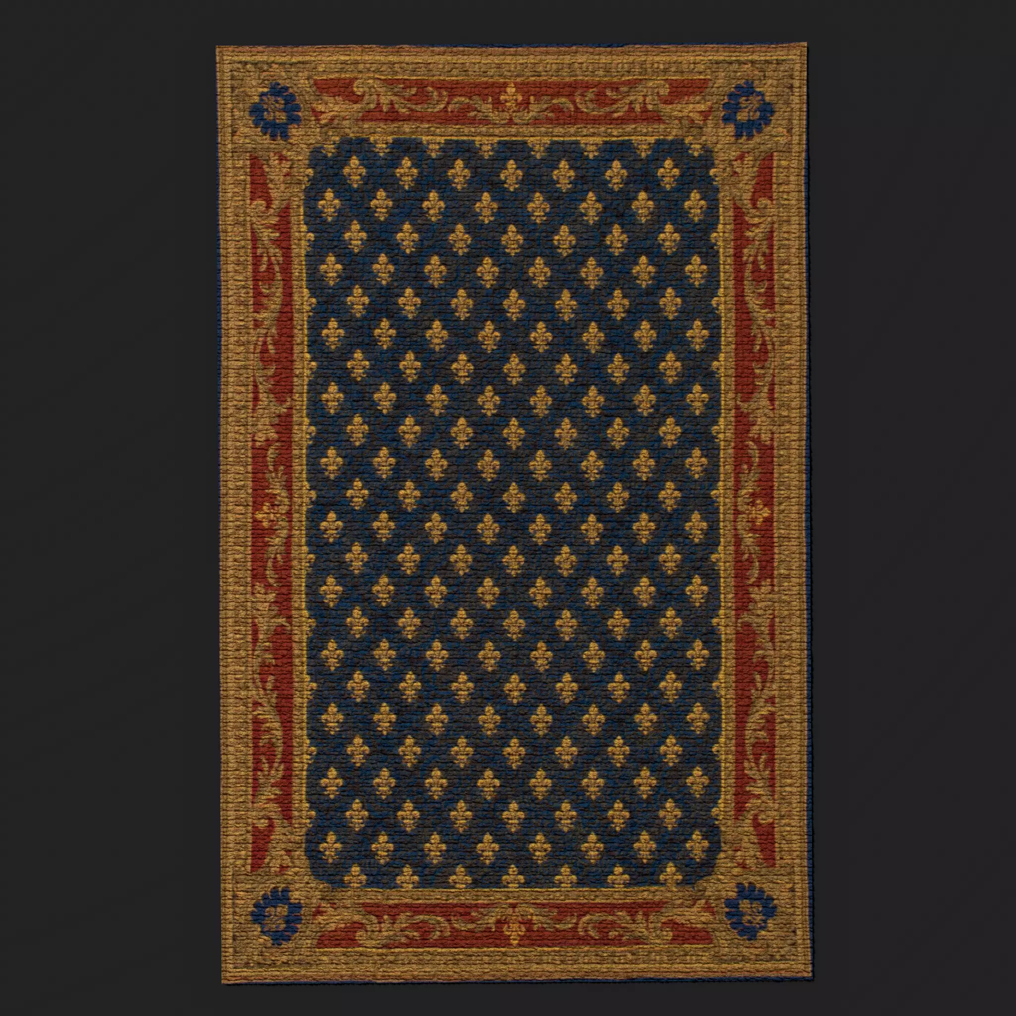 Blue Fleur Tapestry Low-poly 3D model_0