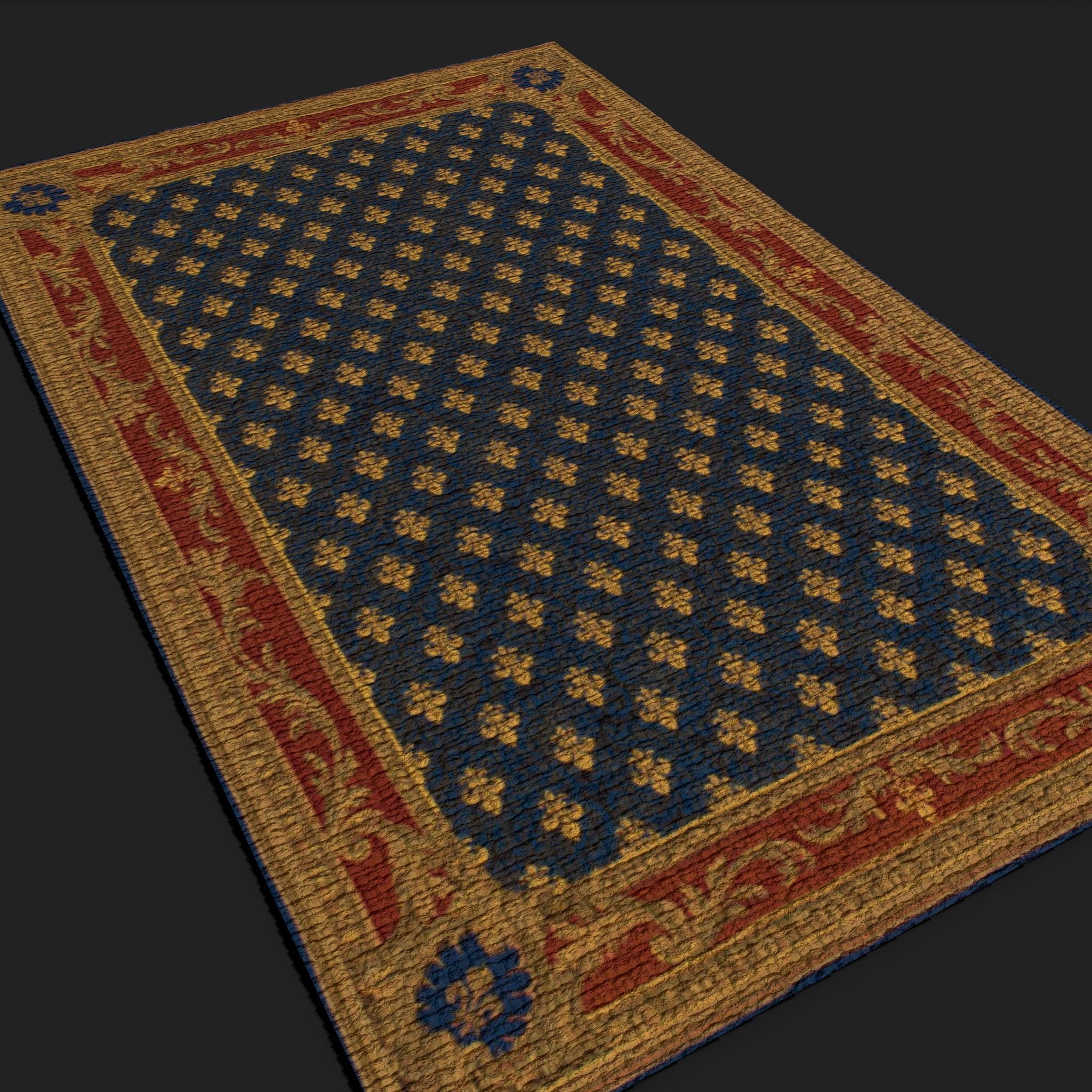 Blue Fleur Tapestry Low-poly 3D model_19