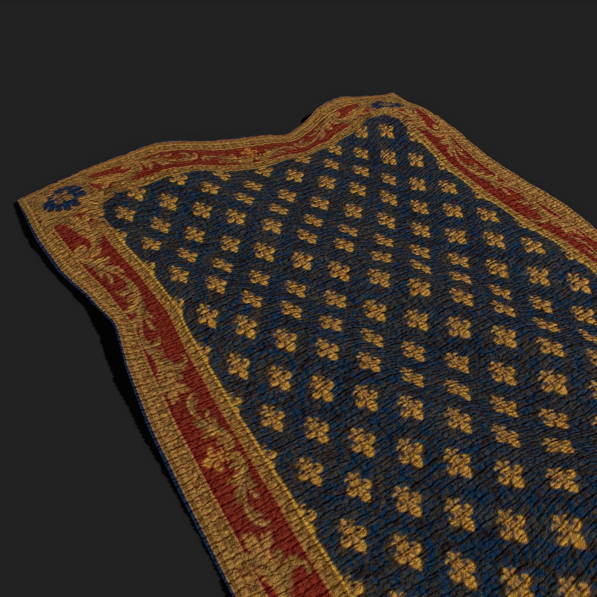 Blue Fleur Tapestry Low-poly 3D model_18
