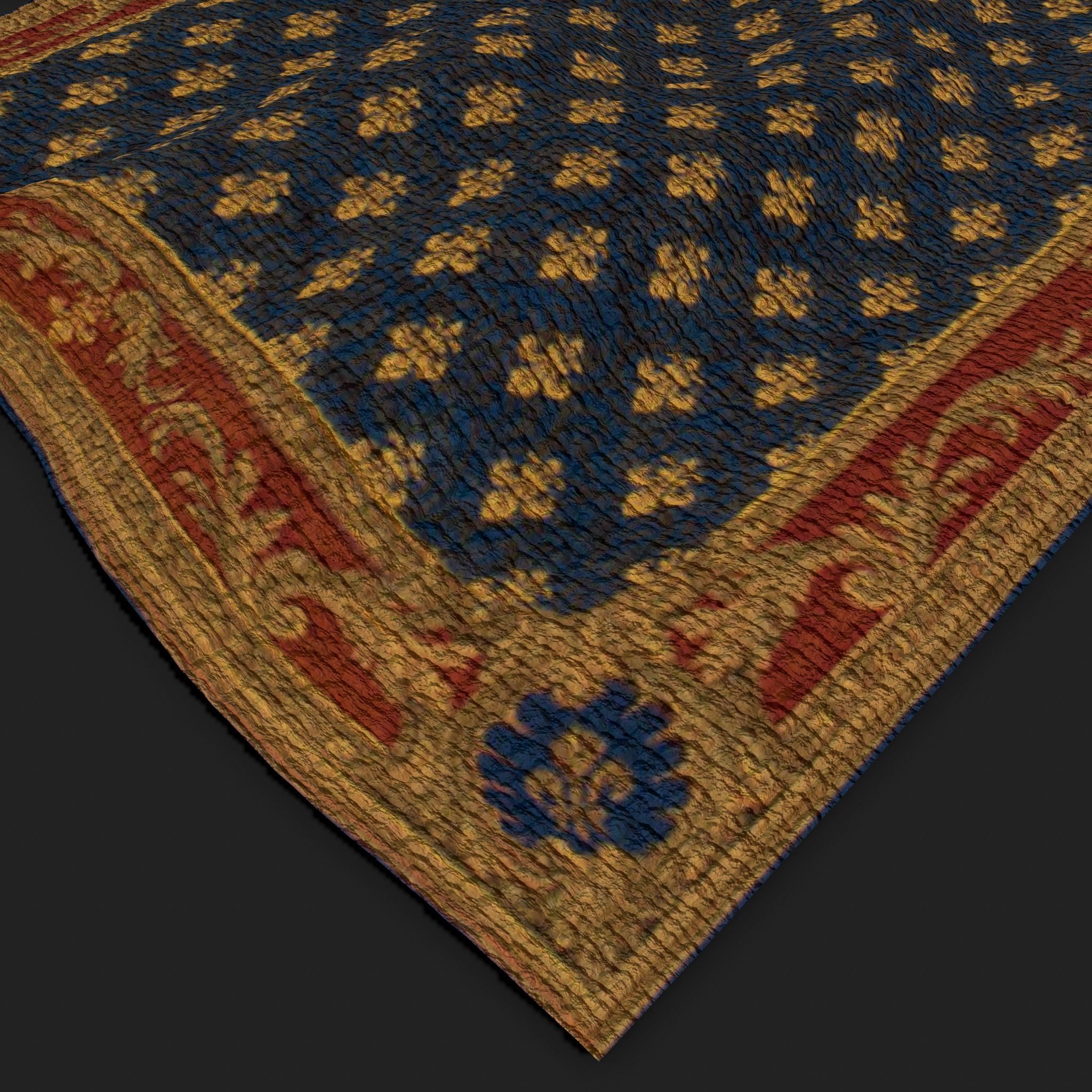 Blue Fleur Tapestry Low-poly 3D model_16