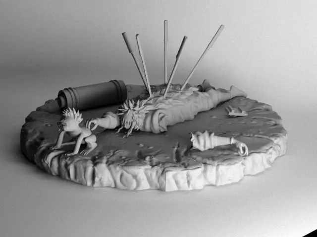 Escena Muerte de Jiraiya Naruto 3D print model_0