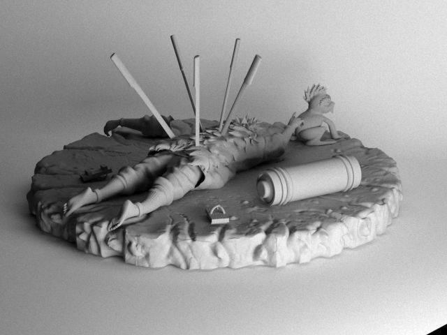 Escena Muerte de Jiraiya Naruto 3D print model_3