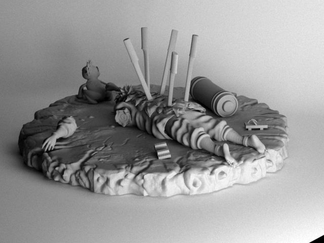 Escena Muerte de Jiraiya Naruto 3D print model_8