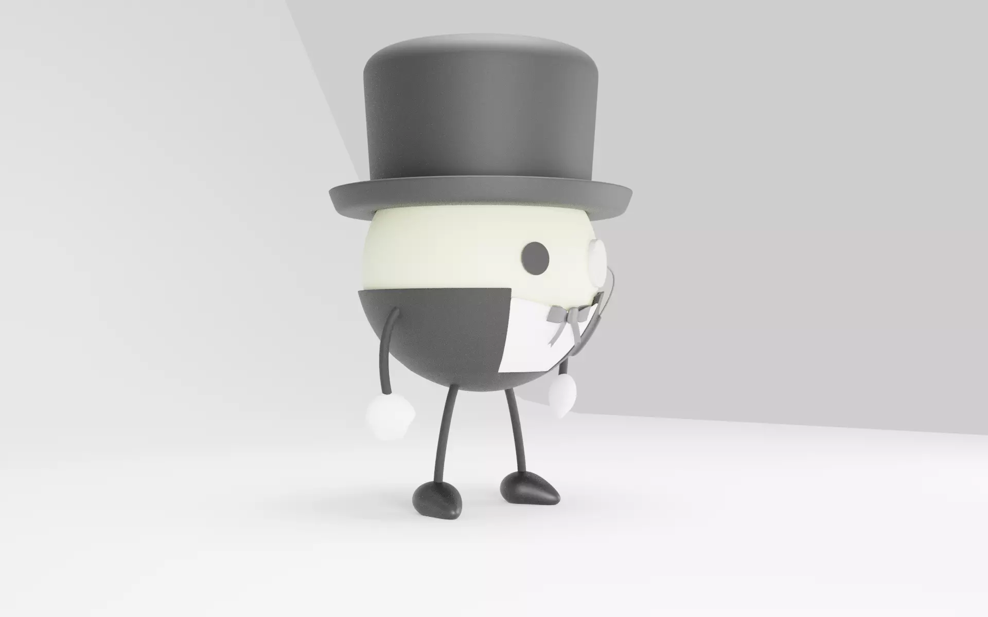 hatman cartoon character in top hat Free 3D model_0