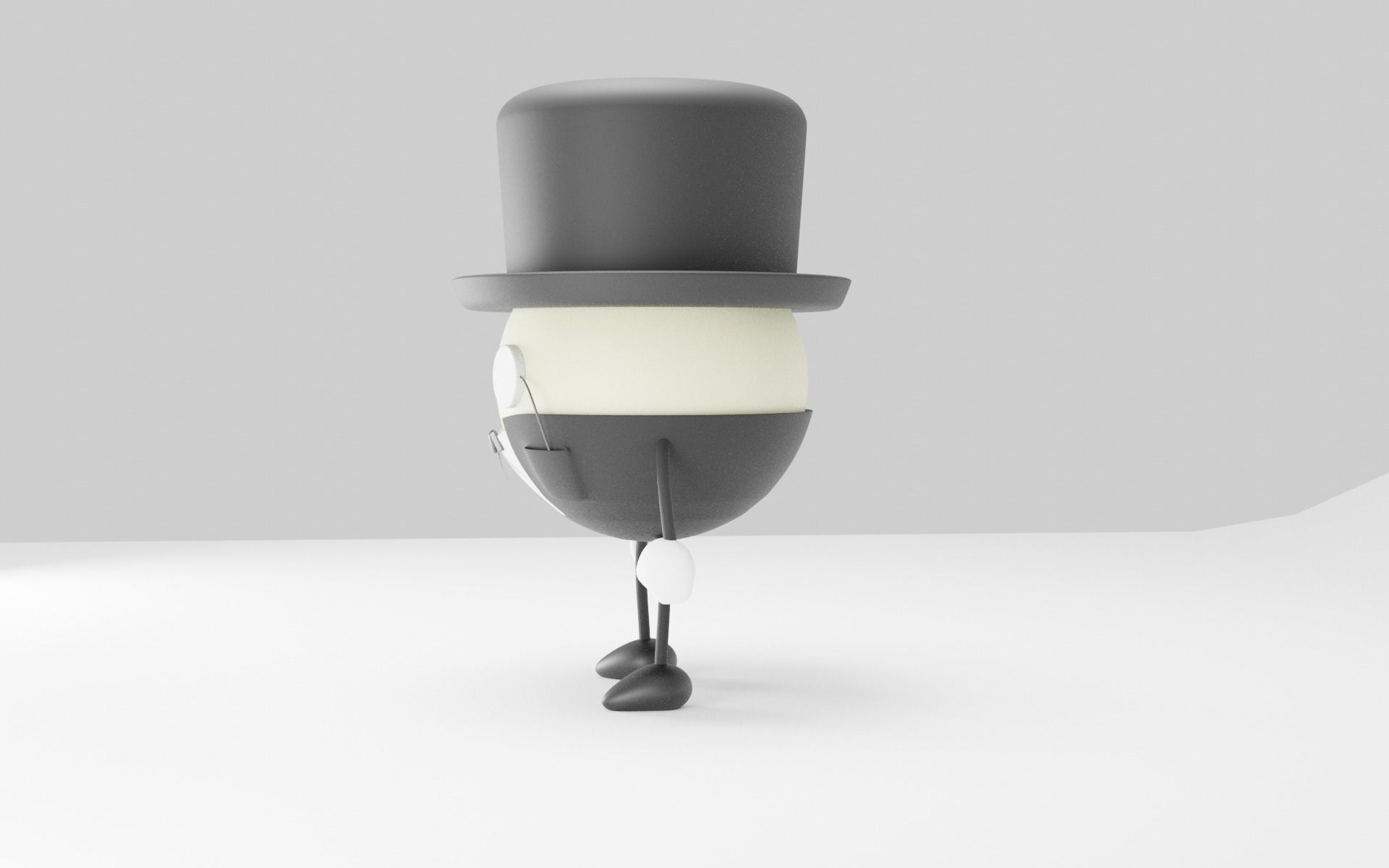 hatman cartoon character in top hat Free 3D model_1