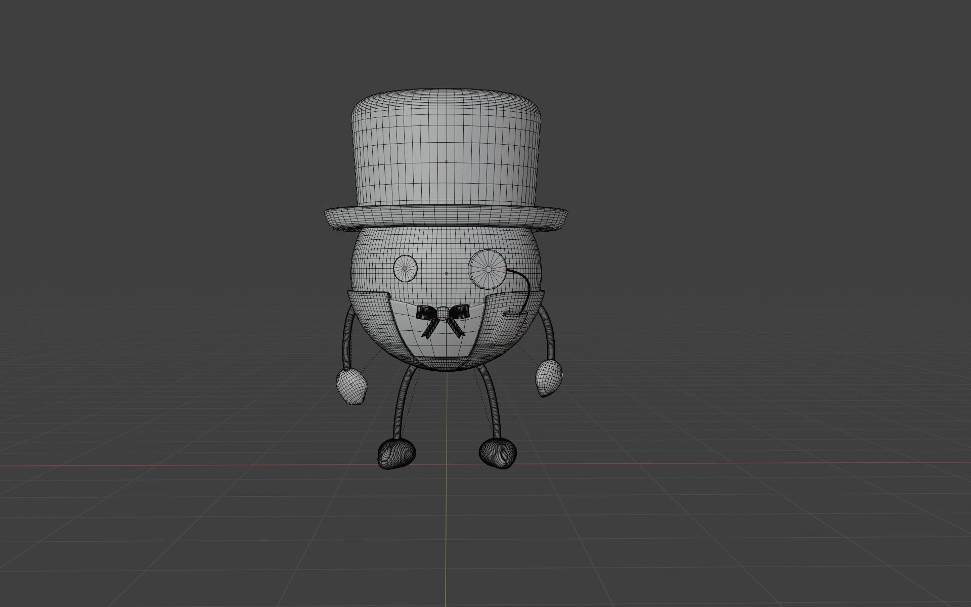 hatman cartoon character in top hat Free 3D model_2