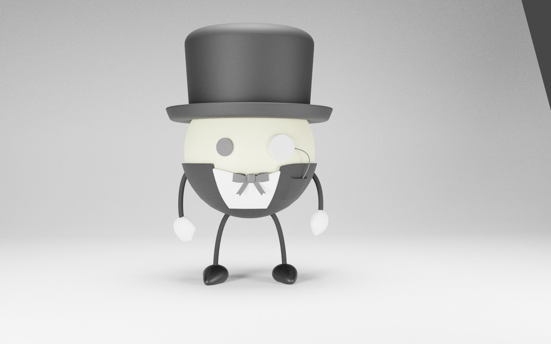 hatman cartoon character in top hat Free 3D model_3