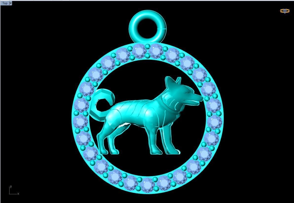 Dog pendant 3D print model_4
