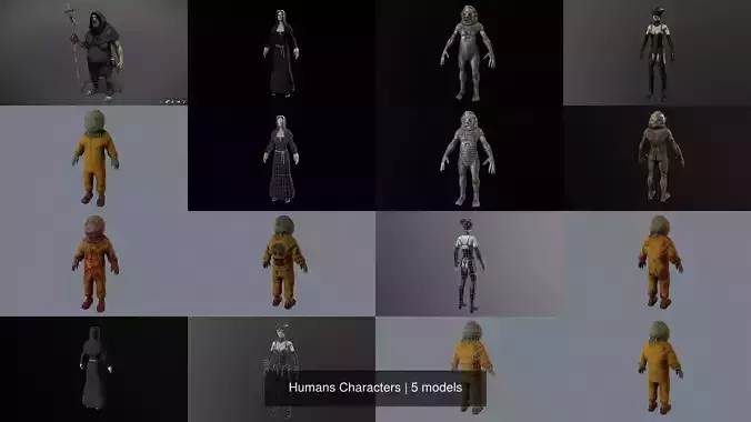 Humans Characters 3D Model Collection
