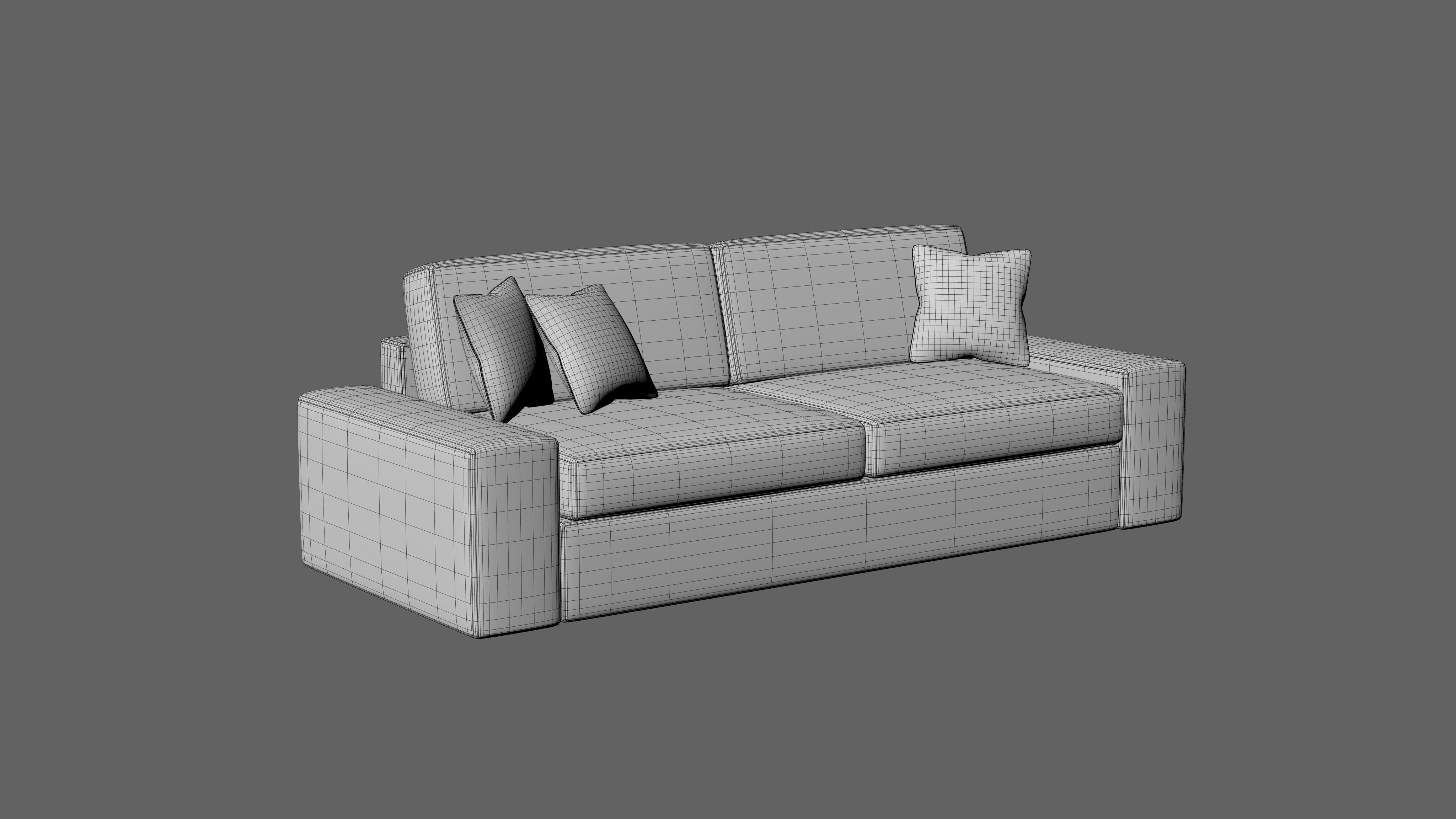 Fabric Sofa Low-poly 3D model_7
