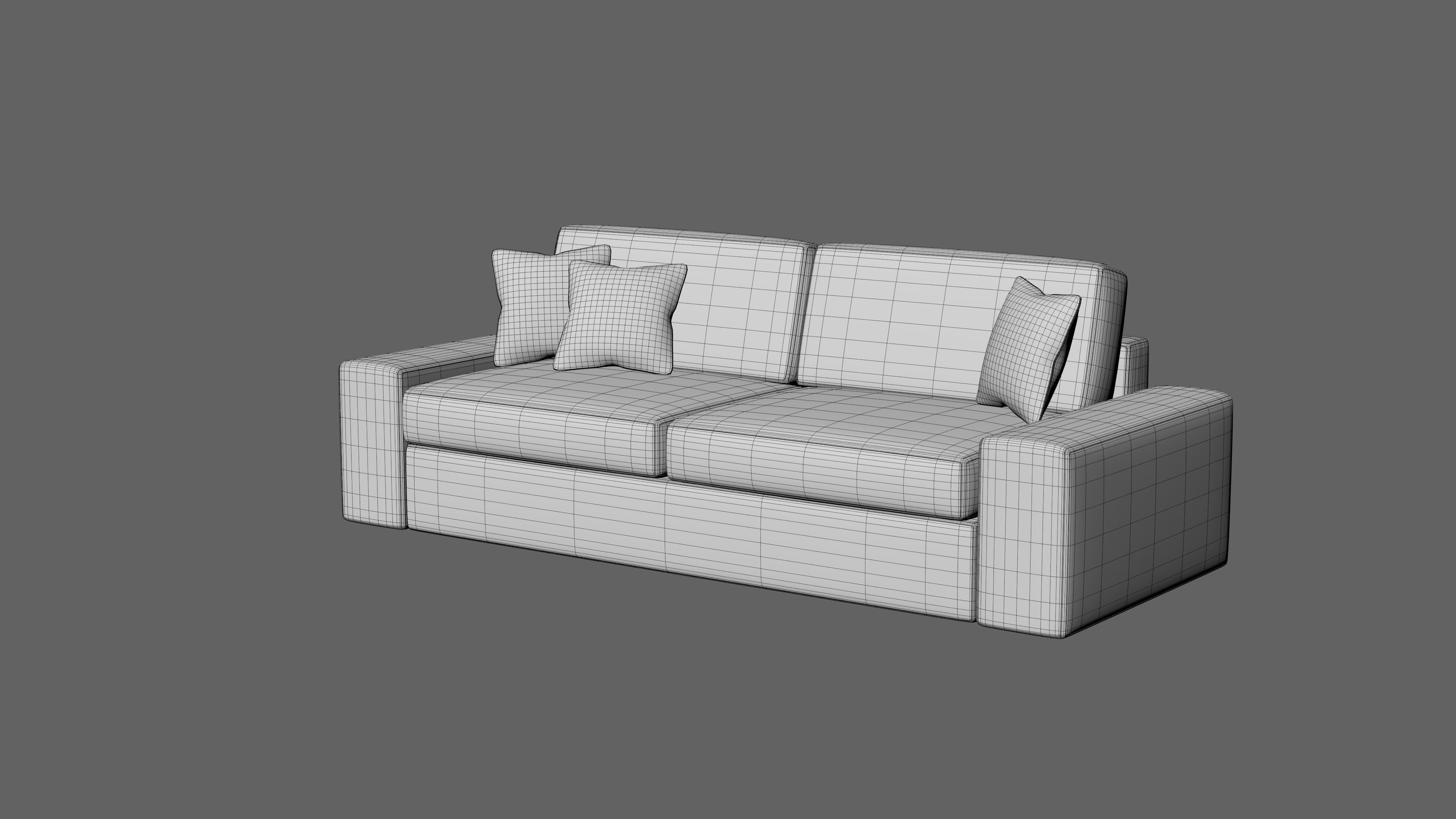 Fabric Sofa Low-poly 3D model_9